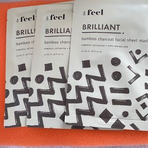 Set of 3 feel Brilliant bamboo charcoal sheet mask